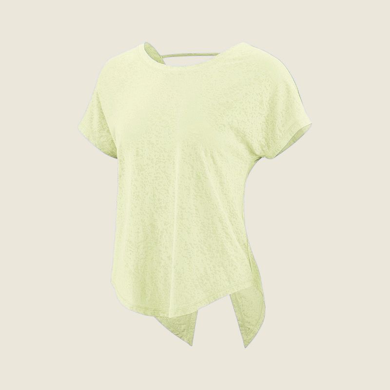 

Beauty Back Yoga Clothes Top Women Loose Quick-Drying Hip Covering Workout Clothes Sports T-shirt Short sleeve Cover up White Spring Summer Yellow M