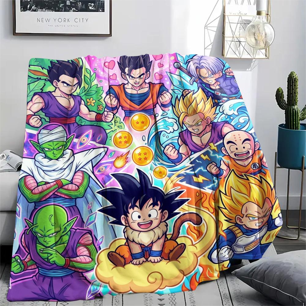 Dragon Ball Goku Flannel Blanket Print Cozy Warm for Beds Chairs Sofas Bedroom Picnic Outdoor Trip.-TING