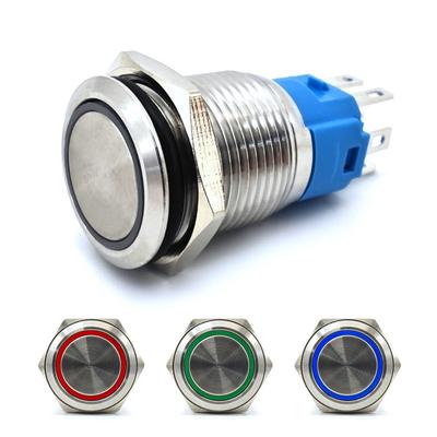 Διακόπτης On/Off, κουμπί LED 18mm RGB 3 σε 1 χρώμιο + πρίζα εκτός δρόμου