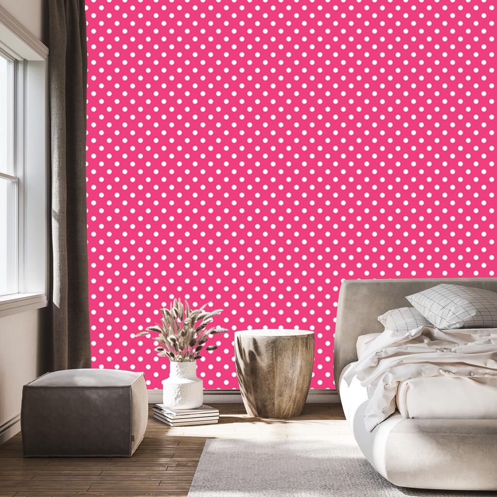 Pink and Powder Pink Dots Wallpaper for Living Room and Bedroom 50x1000