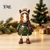 Decorative Fireplace Mantel Figures Christmas Shelf Sitter Figurines, Retro Farm Animal Hanging Leg Decor, Farmhouse Style Holiday Decor Ornaments for
