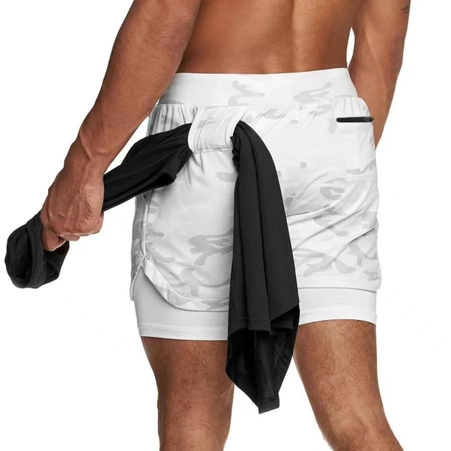 Men's Quick-Dry Double-Layer Breathable Sports Shorts for Squatting, Jogging, and Basketball