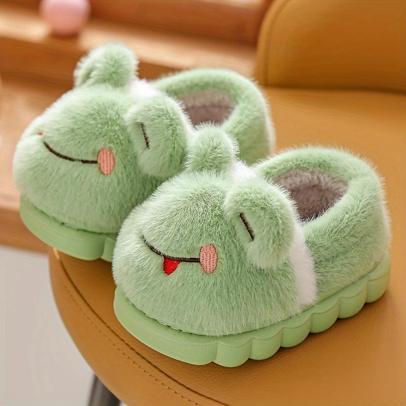 Casual Cute Cartoon Animal Slip On Furry Home Shoes for Girls Boys, Non-slip Warm Comfy Slippers for Indoor