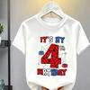 4. Geburtstag Spinnennetz Geschenk Held Druck Familienpassende Baumwoll-T-Shirts Kurzarm-Oberteile Für Mama Papa Jungen Mädchen Tägliche Kleidung