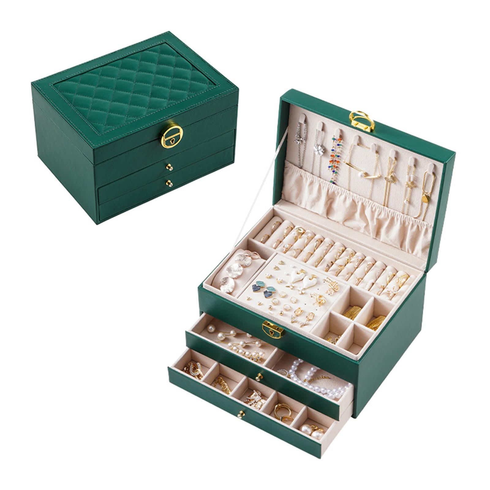 

Jewelry Box for Women 3 Layer Jewelry Holder Leather Jewelry Boxes & Organizers with Buckle Removable Jewelry Cases 1