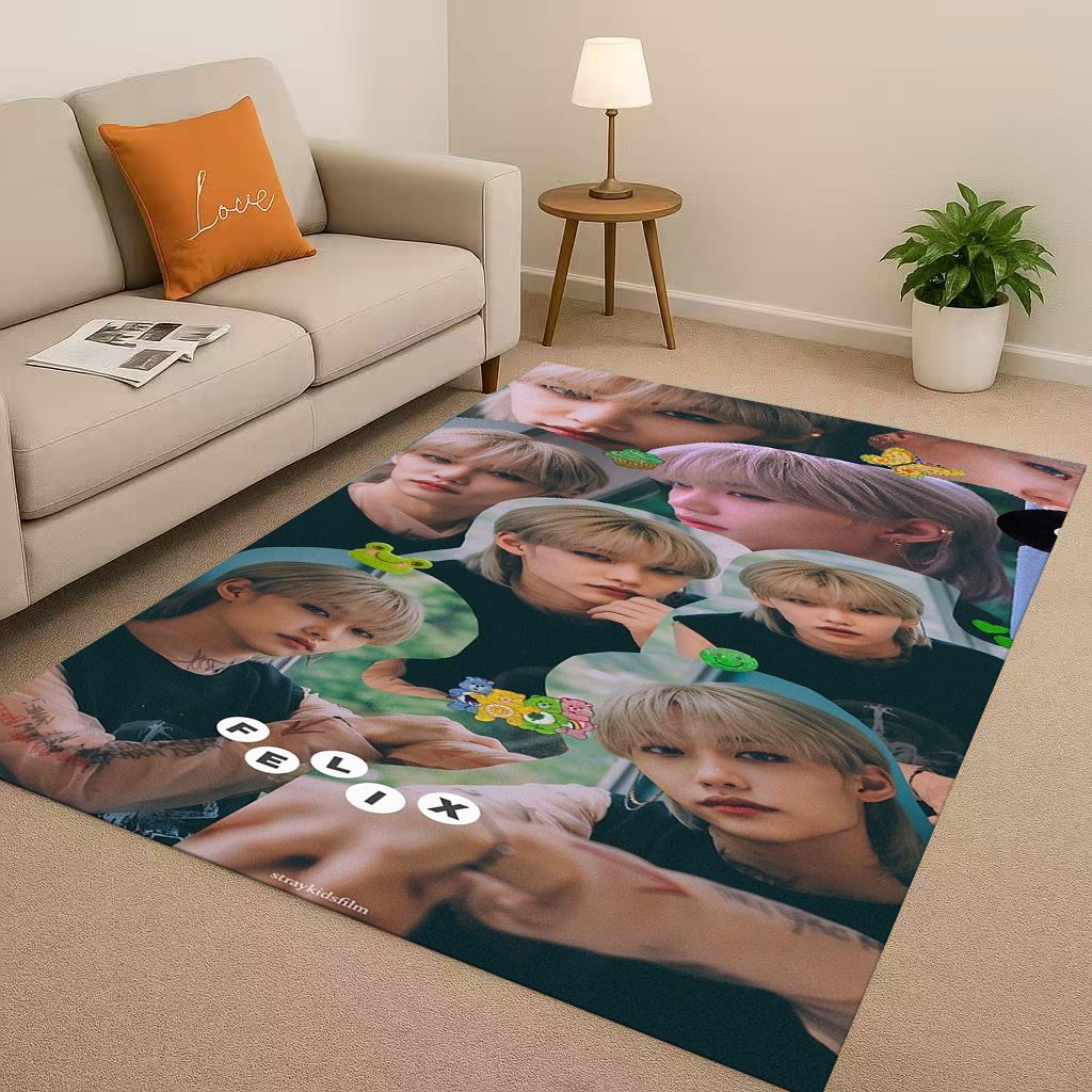 3D Kpop Felix Star Art living Room Non-Slip Area Rug Soft Carpet for Bedroom Playroom and Sofa,Easy Clean Home Decor Doormat