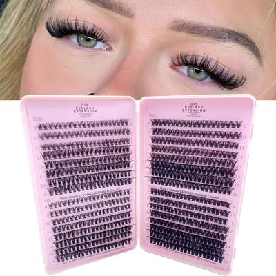 Handmade for Lash Clusters 8-16mm Individual Synthetic Eyelash Extensions Natural Look Korean PBT Material 6 Rows Eyelash