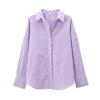 Women S Loose Fit Long Sleeve Collared Striped Casual Shirt