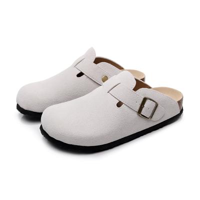 Guoluofei Women's Closed Toe Cork Slippers Mule Clogs Cork Sandals For Men Split Leather Garden Slides Cork Shoes