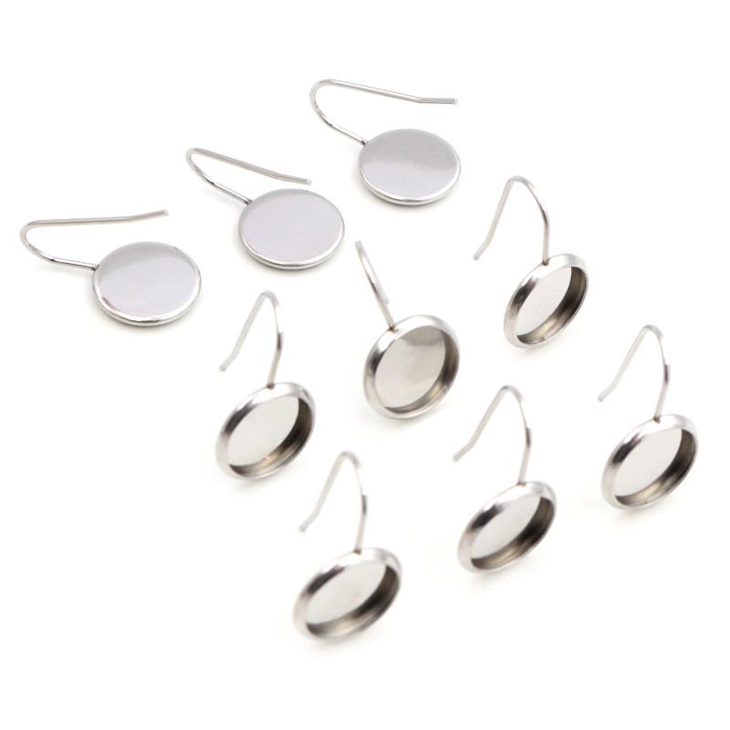10pcs 8 10 12mm Stainless Steel Black Color Earring Studs Earrings Blank Base Fit 8-12mm Glass Cabochons Buttons Earring Bezels