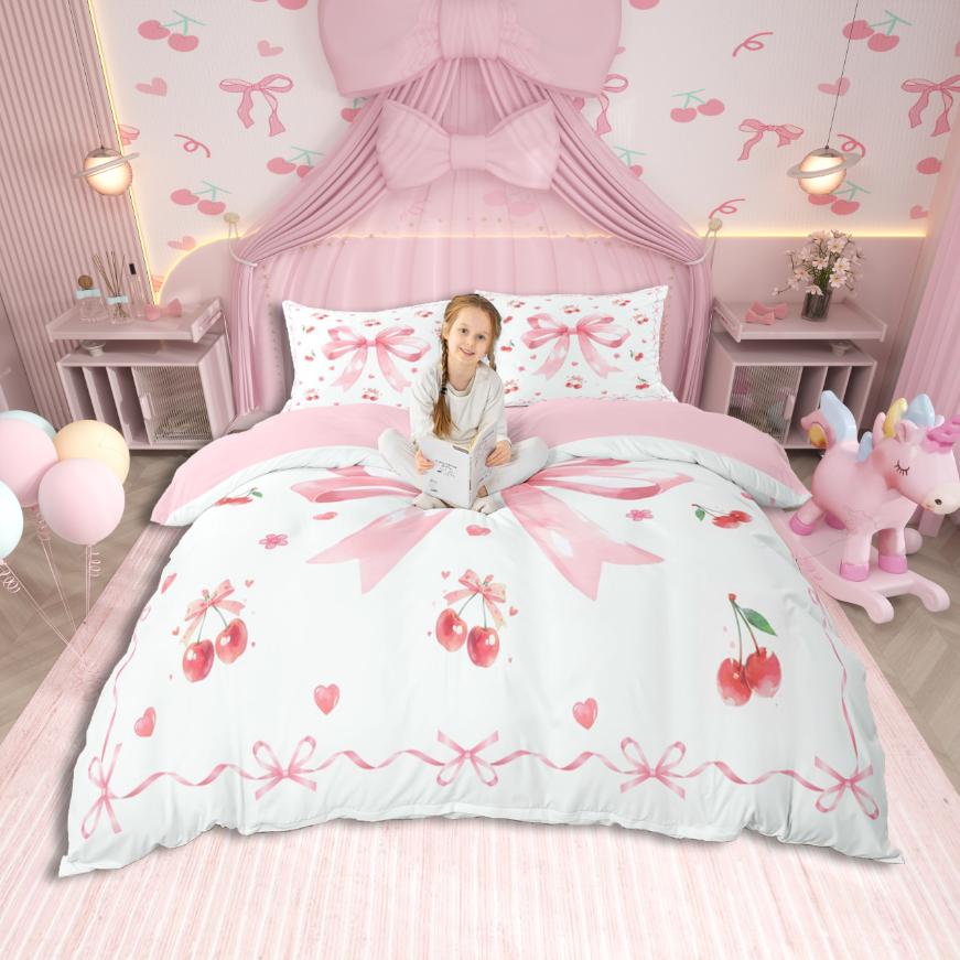 

Comforter Homewish Cute Bowknot Kawaii Bowtie Bow Bedding Setpink Black Gray Bed Set For Girlbreathable Home Decor Comforter (quilt)-EU Single(135*200cm)3pcs