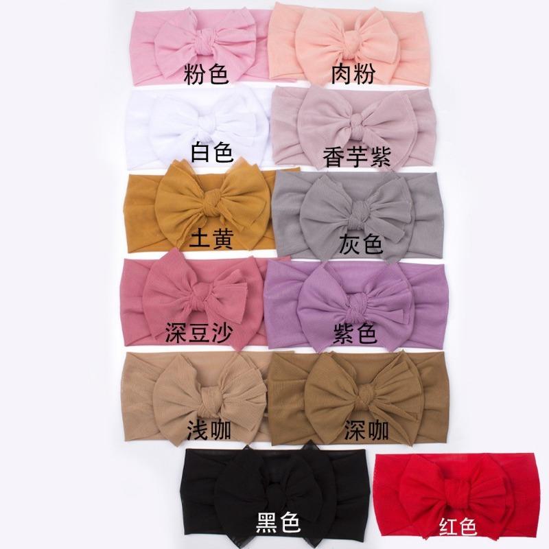 

New baby bow mesh headscarf, baby soft and comfortable solid color headband, European and American children s hair accessories