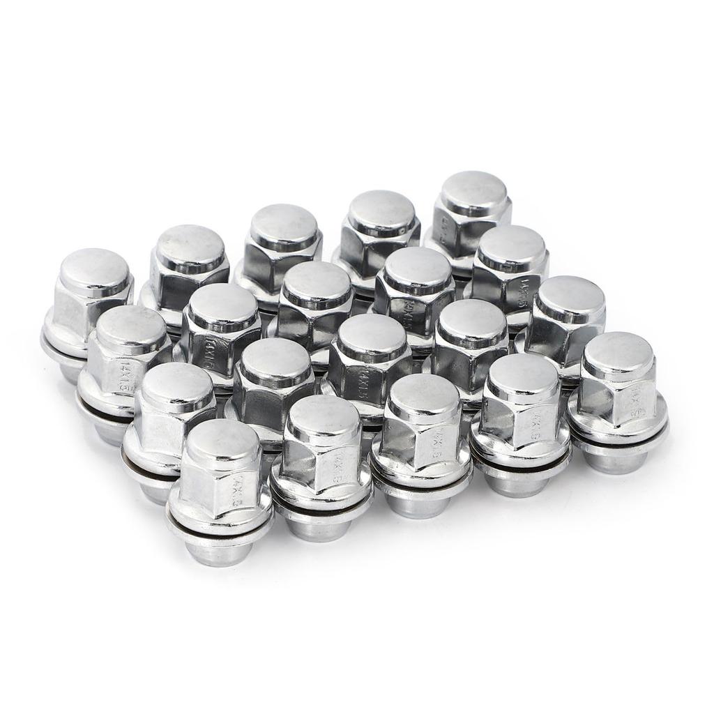 Partools 20 Pcs Wheel Nuts M14xP1.5 Compatible Toyota Lexus Silver Color (Set of 20)