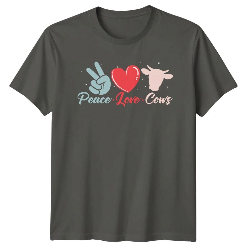 Peace Love Cows Unisexs TShirt Cows Animals Birthday Gift For Her S