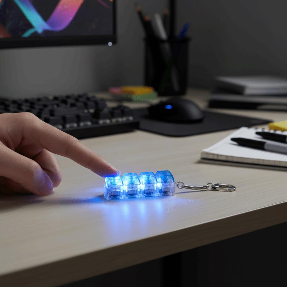 Funny Fidget Keyboard with LED Transparent Shaft Decompression Keyboard Pass Time