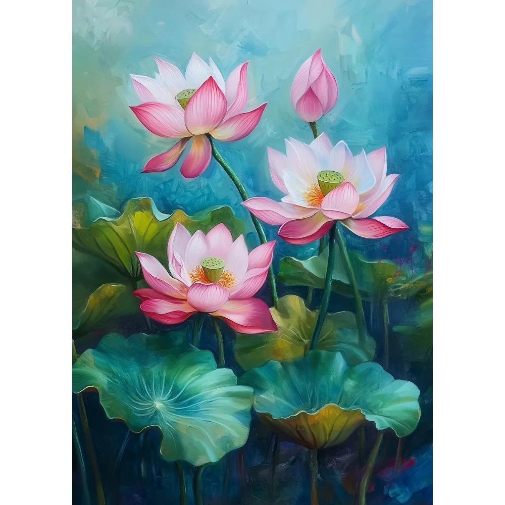 Serenity Lotus Pond Posters Beautiful Lotus Flower Lagical Modern Leaf Prints Canvas Wall Art Pictures Home Living Room Decor