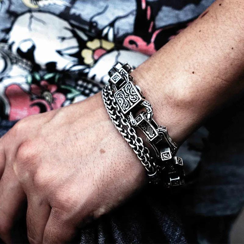 Cool Fashion Motorcycle Hip-hop Jewelry Water Ripples and Domineering Bracelet