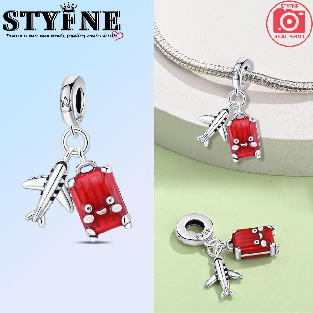 Copper Fashion Colorful Travel Luggage Charms Beads Fit Original Bracelets Diy Anniversary Jewelry For Wome