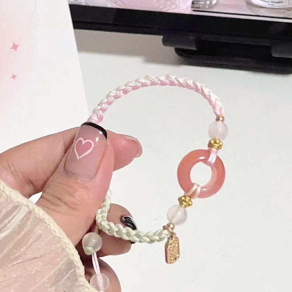 Beaded Ping An Buckle Bracelet Zodiac Year Weave Hand Rope Fashion Couple Bracelet  Lovers