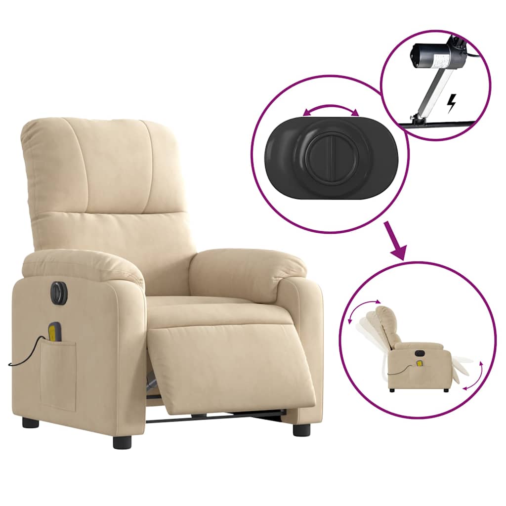 Electric Massage Chair Cream Microfiber Fabric