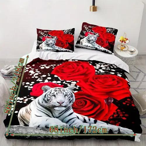 Carton Tiger Soft Duvet Cover Carton Tiger Background Theme Soft Duvet Cover Suitable for Children Kids Plus Adult Peoples Soft Plus Breathable