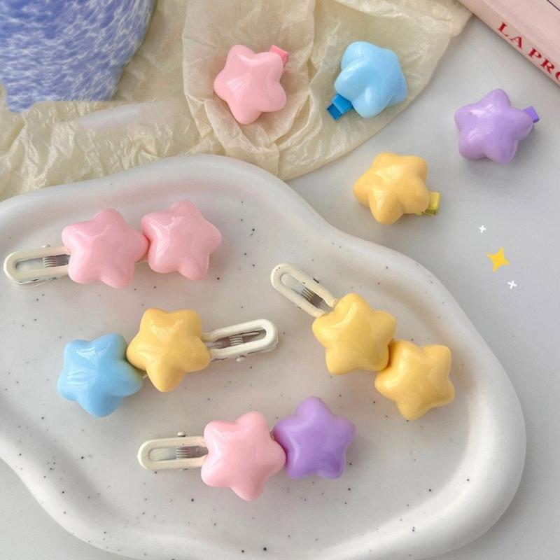 Y2k 90s Aesthetic Candy Color Star Hairpin for Woman Cute Duckbill Hair Clip