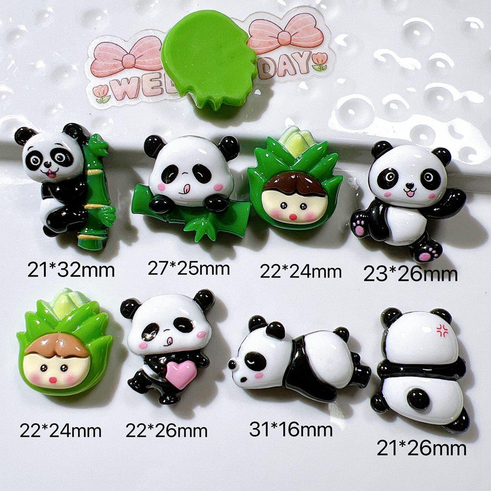10 Pièces Nouvelles Mignonnes Colorées Collection Panda Dessin Animé, Ornement Dos Plat, Accessoires Nœuds Bijoux