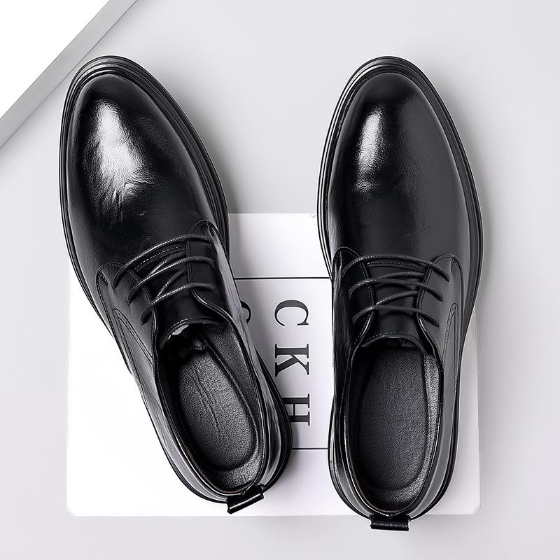 

Wenzhou leather shoes men s spring 2025 new hand-scratched men s leather shoes British style dress groom wedding shoes 37