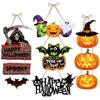Hanging Halloween Decoration - AIMOONSA - Set of 5 Pieces - Orange and Black - Paper and Cardboard - Indoor