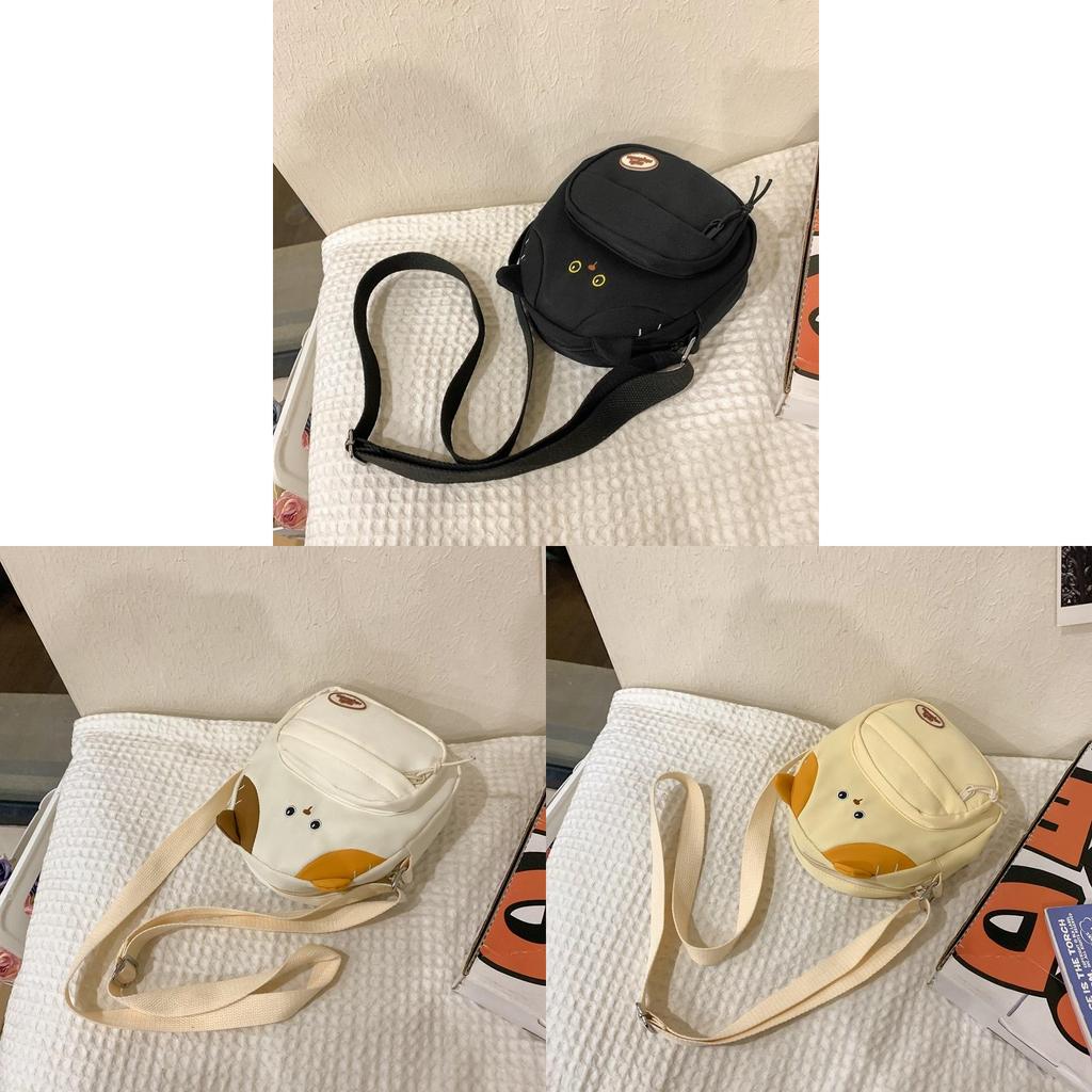 Cute Cat Mini Shoulder Bag With Nylon Material And Zipper Closure For Daily Casual Use