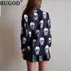 Harajuku Blouses  Women Fashion Skull Print Blouse Plus Size  Chiffon Blusas  Casual 2021 Autumn Tops
