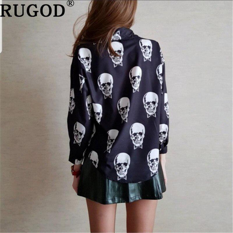 Harajuku Blouses  Women Fashion Skull Print Blouse Plus Size  Chiffon Blusas  Casual 2021 Autumn Tops