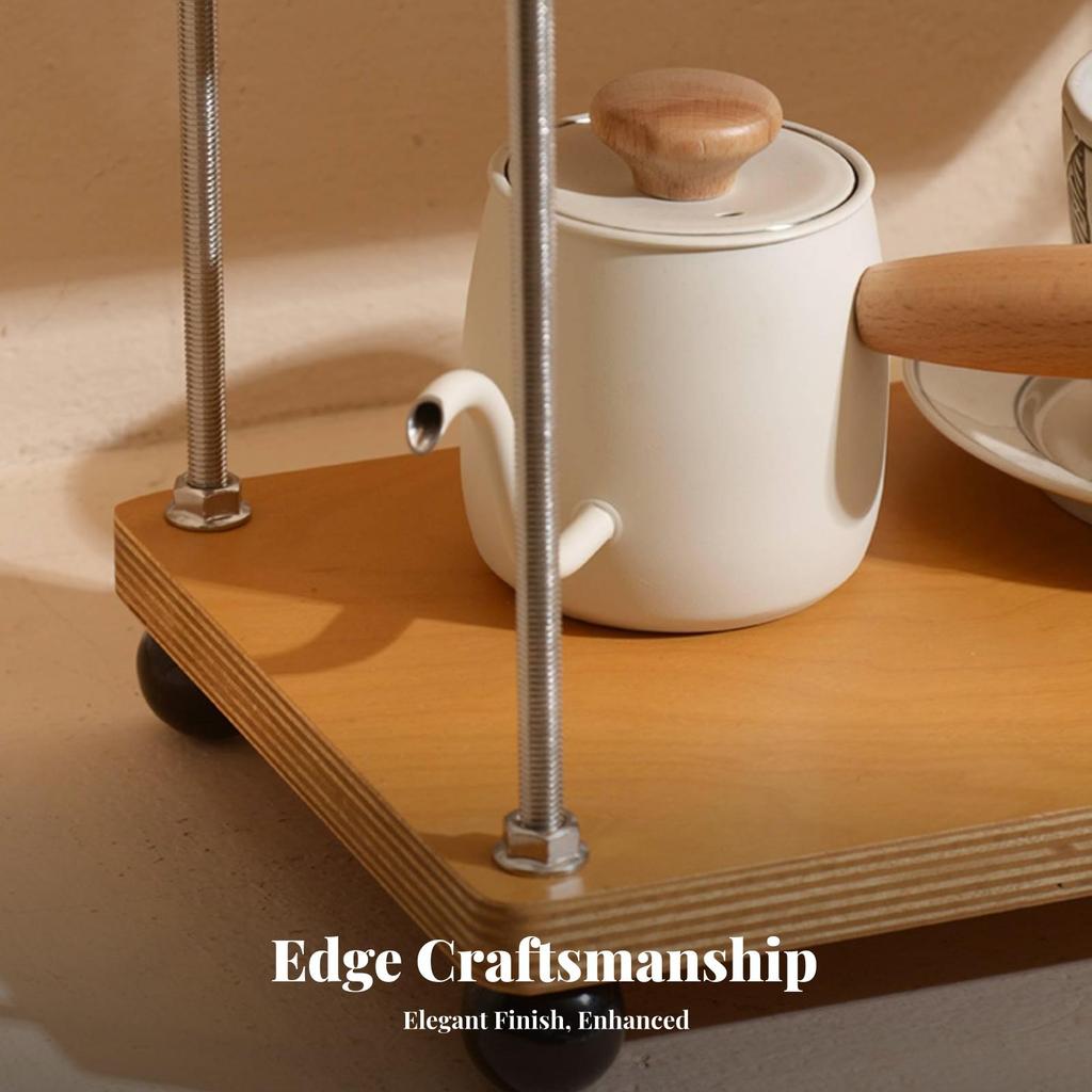 Desktop Storage Rack Staggered Shelves 3 Tier Shelf Wood Wooden Desk