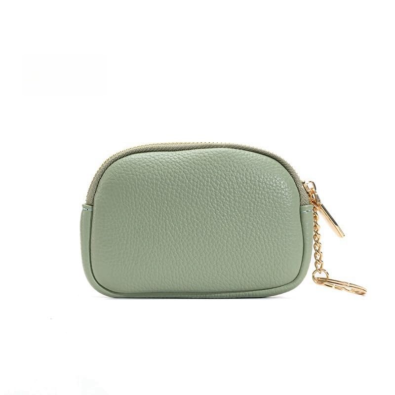 Компактный мини-кошелек-чехол с отделением для монет и брелоком, кардхолдер, простой дизайн, мягкая кожа (зеленый)