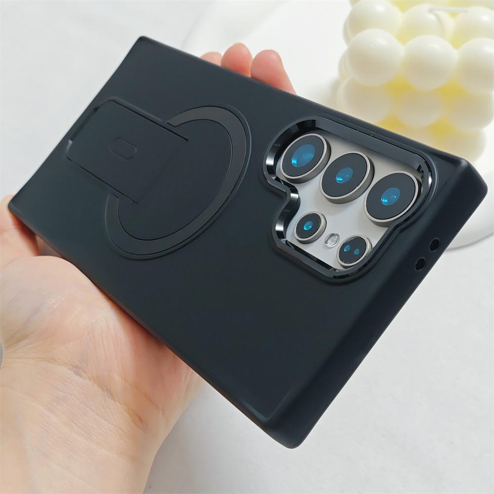 Luksusowe Składane Magnetyczne Etui na Telefon Magsafe Dla Samsunga S25 Plus S23 S24 Ultra Platerowana Ramka Obiektywu Matowe Matowe Tylne Etui