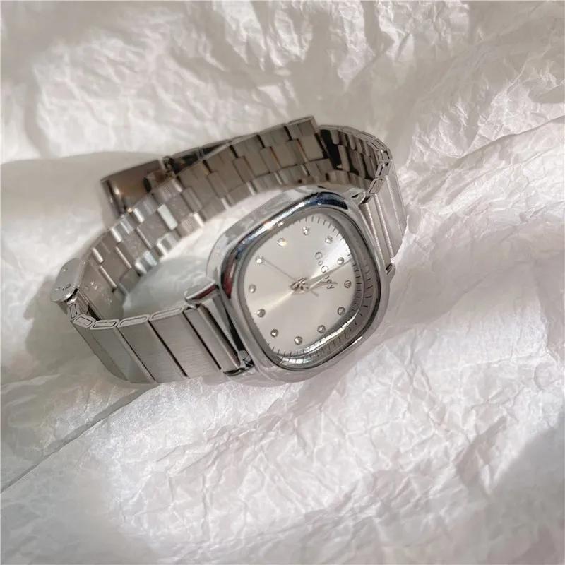 

Роскошные женские маленькие квадратные кварцевые часы Модные часы с зеленым циферблатом и ремешком из нержавеющей стали Наручные часы Montre Femme Reloj Mujer Дропшиппинг