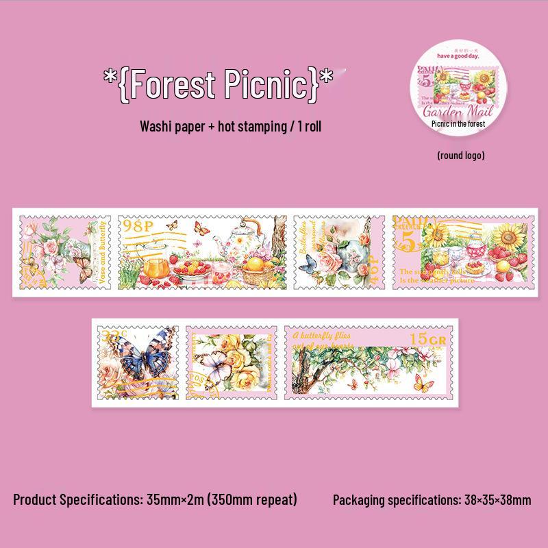 Beautiful Day Garden Postmark Stamp Series Journal Tape - 6 Styles for DIY