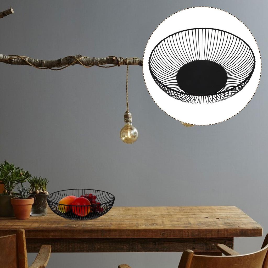 11 Inch Round Wire Fruit Basket Bowl Handmade Iron Snack Storage Decorative Kitchen ganizer Countertop Home Decoration Metal