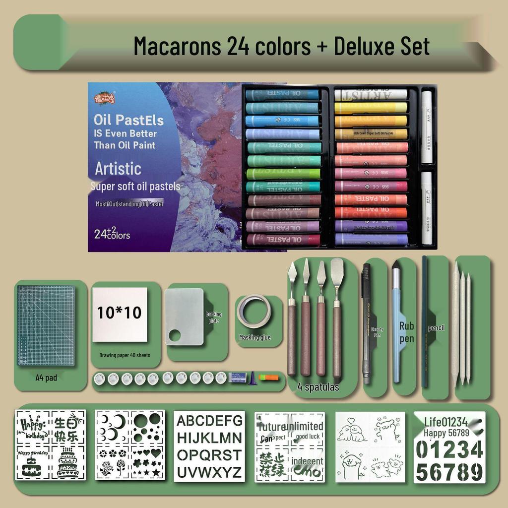 48-Color Super Soft Oil Pastels Set with Scraper - Child's Painting Kit