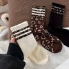 3 Paar Damen Mid-Calf Socken Frühling/Herbst Mode Bedruckt Leopard Punkt Lange Socken Rutschfest Vielseitig Kniehohe Socken