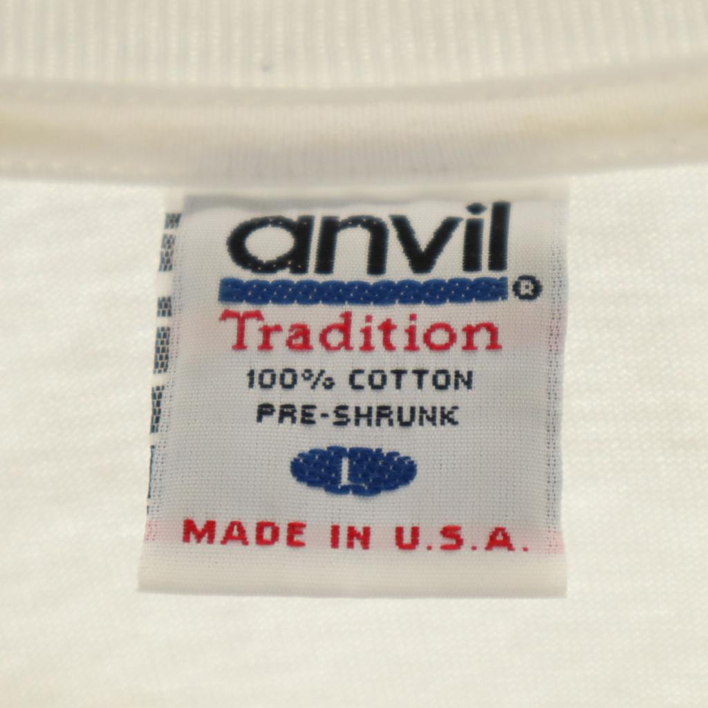 Anvil Made In USA Short Sleeve T-shirt L White Plain Men's Used