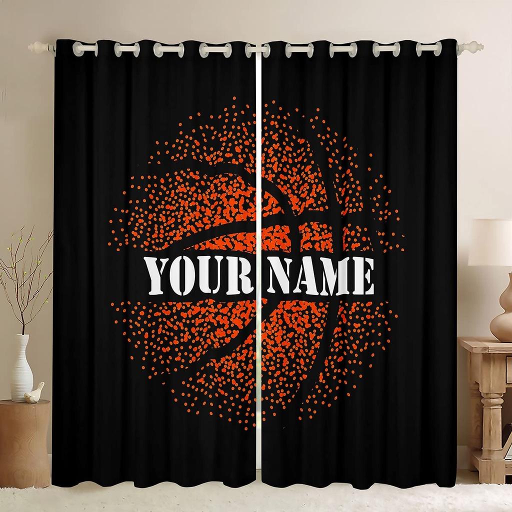 Basketball Curtains for Bedroom Living Room 3D Ball Court Window Treatments Decorative Sports Theme Drapes Competitive Curtain