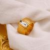 YueShi French Retro Zircon Ring - Elegant Wide Design Jewelry.