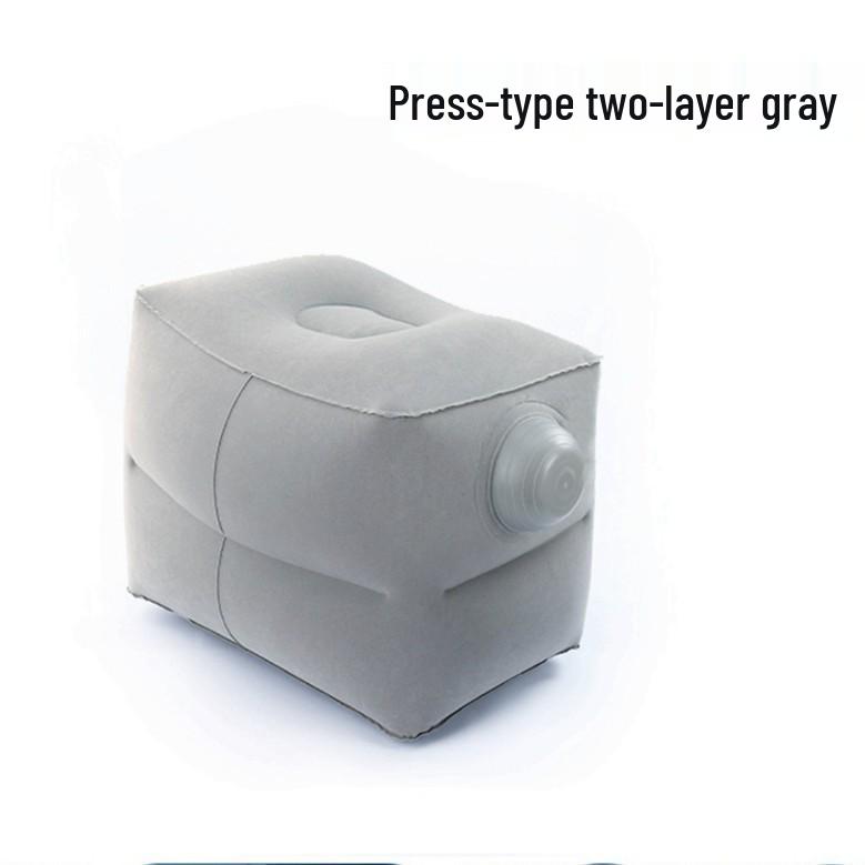 Flocking Press-to-Inflate Travel Footrest: Adjustable Universal Car & Plane Leg Rest