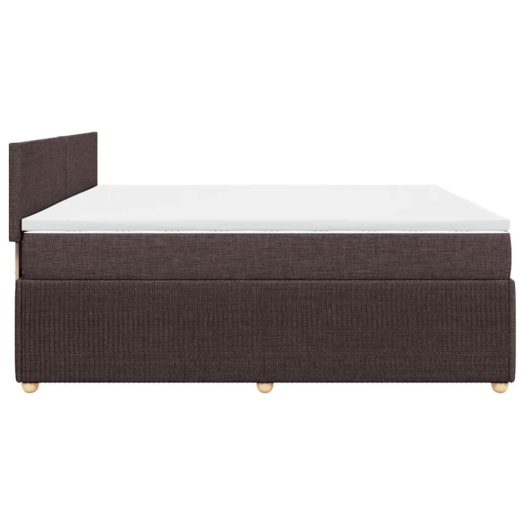 Box Spring Bed with Mattress Dark Brown 200x200 cm Fabric