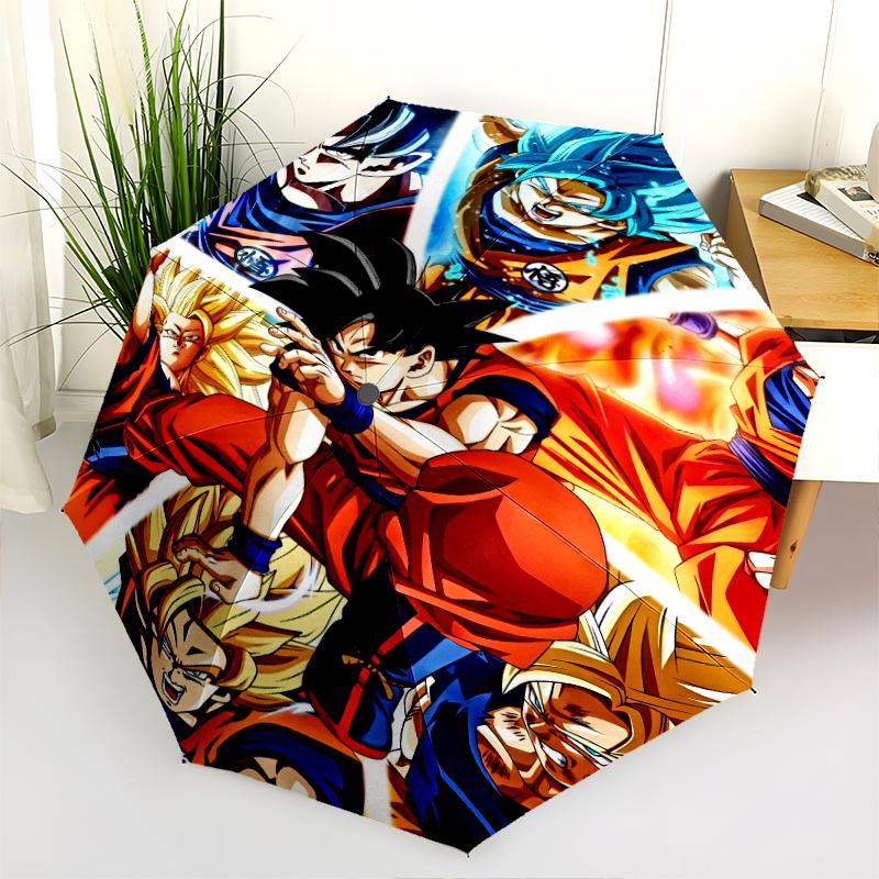 Goku Dragon Ball Pattern, Automatic Folding Umbrella, Portable and Foldable Design, 8 Ribs, a Christmas or Birthday Gift.