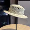 New women's summer high-end sun protection hat, hollowed-out design, elegant French style, makes the head look smaller, sun-shading flat-top hat