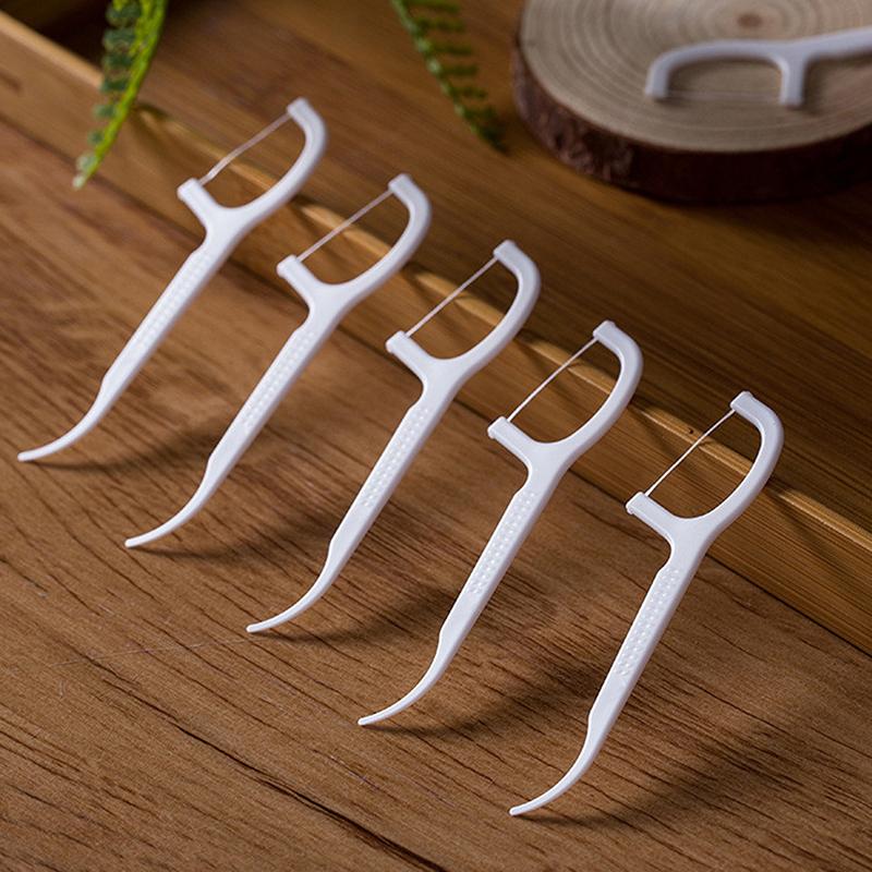 30/50/100Pcs White Dental Floss Pick Tooth Cleaner Sticks