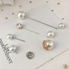 Fashion Prevent Wardrobe Malfunction Pearl Bead Diamante Brooch Collar Pin Set