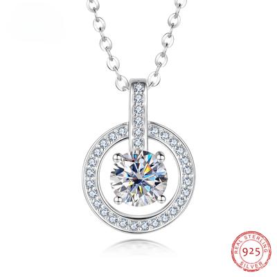 D Culoare 1 carat Moissanite Colier cu pandantiv de lux Colier din argint 925 Bijuterii fine